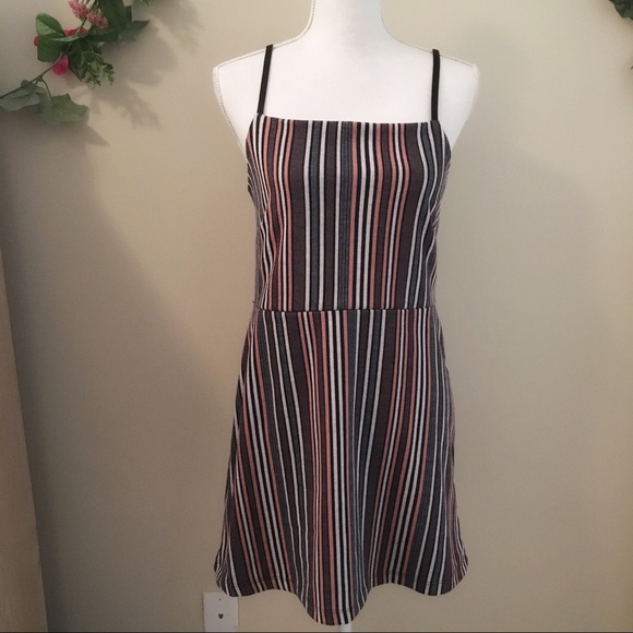 Urban Outfitters Stripe Strappy Dress Size Large L - Picture 1 of 6